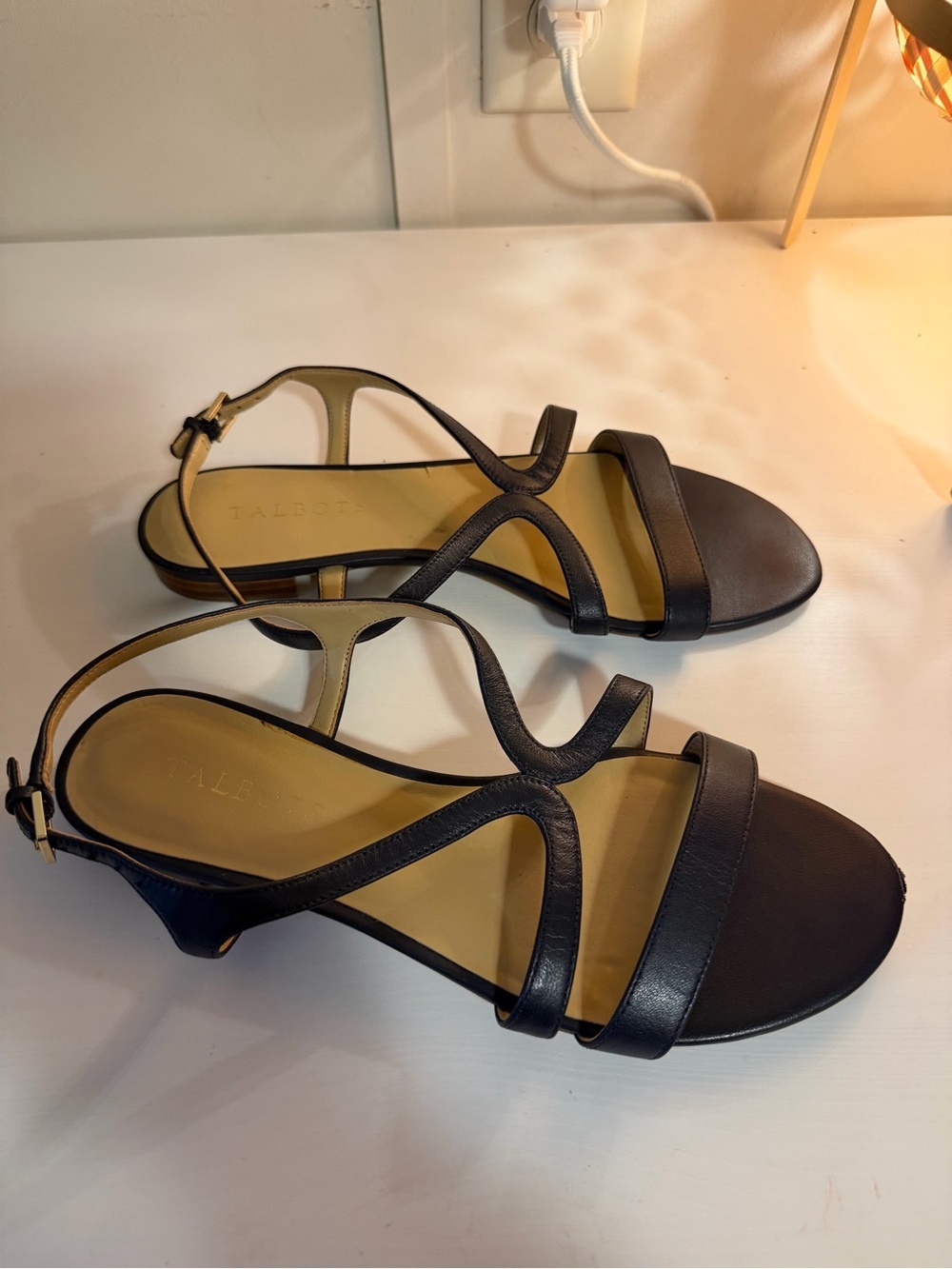 Talbots Black Strappy Slingback Sandals